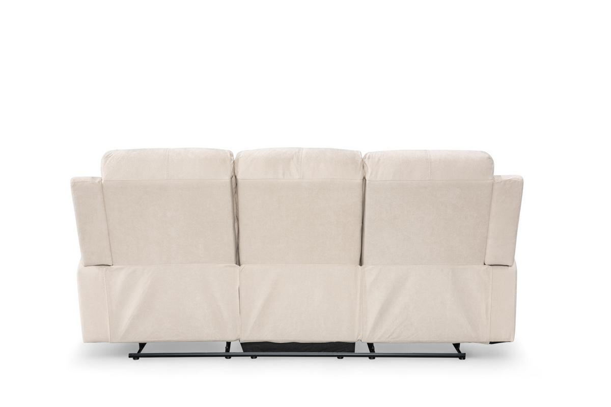 Beige Fabric 3 Seater Manual Recliner Sofa VISCONTI
