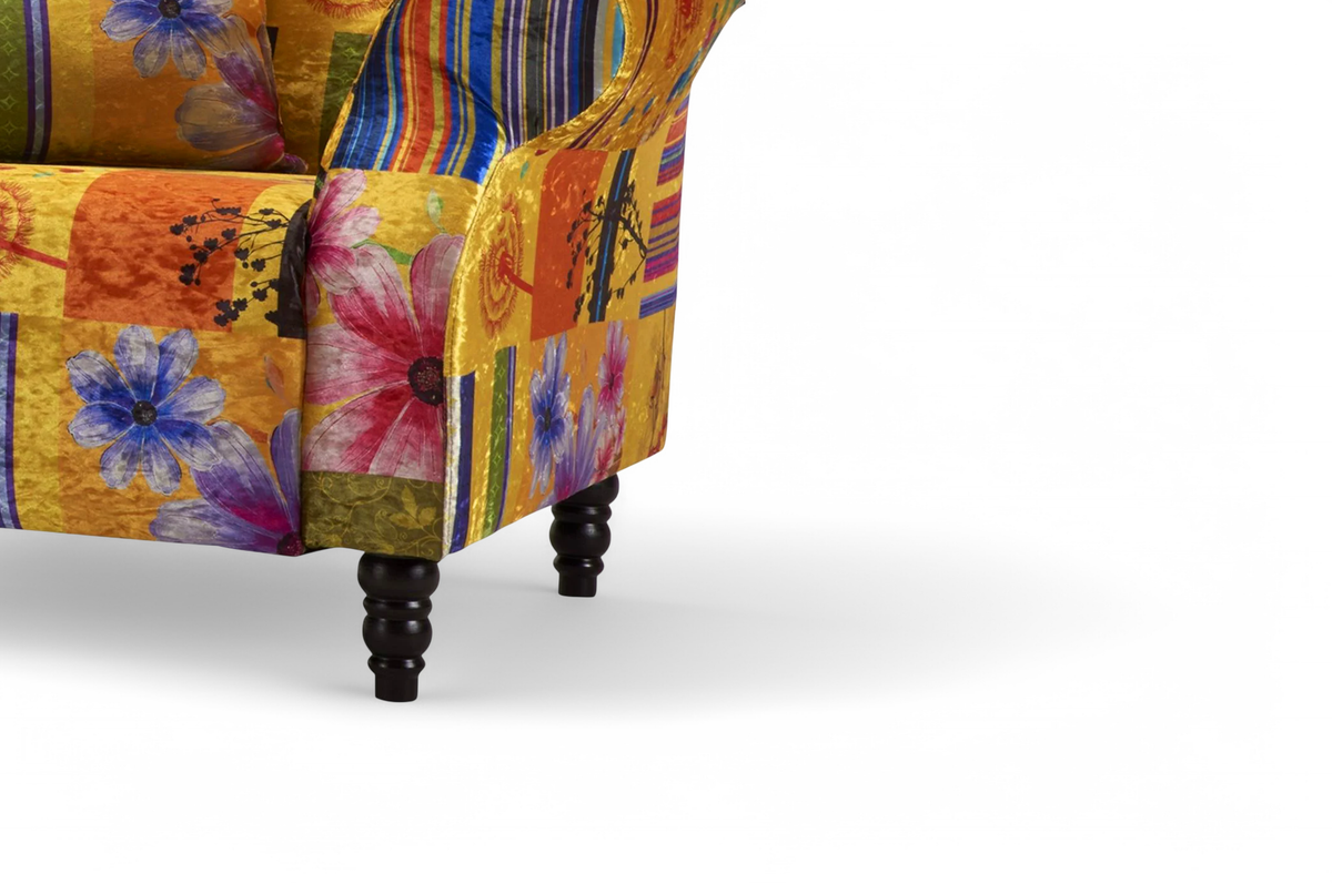 Fabric Gold Patchwork 3 Seater Sofa AVICI SHOUT