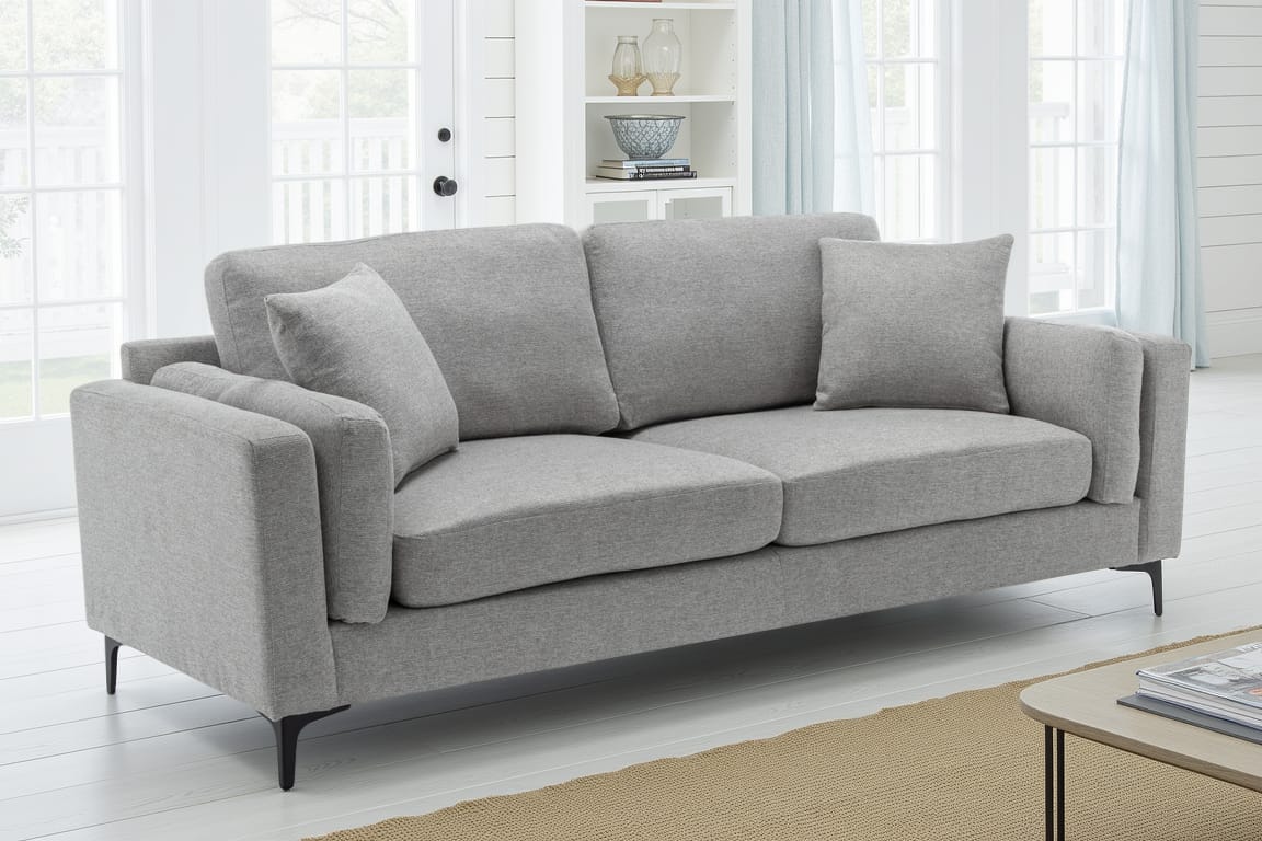 Fabric Light Grey 3 Seater Sofa MARGHERA
