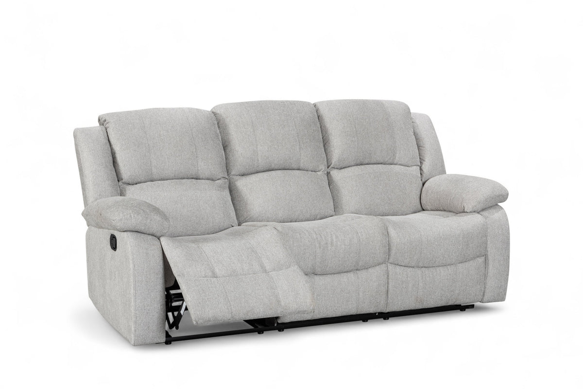 Fabric Light Grey 3 Seater Recliner Sofa VARESA