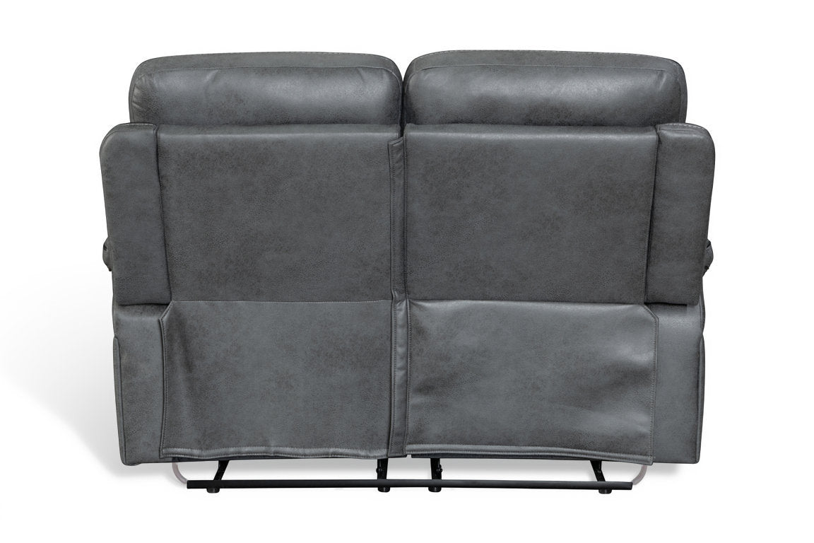 Faux Leather Grey 2 Seater Manual Recliner Sofa VENETIAN