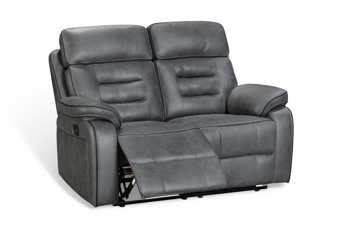 Faux Leather Grey 2 Seater Manual Recliner Sofa VENETIAN