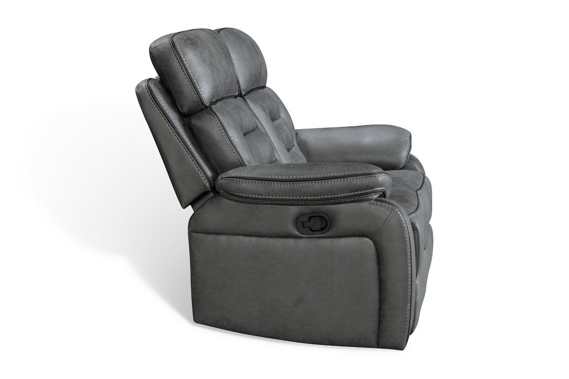 Faux Leather Grey 2 Seater Manual Recliner Sofa VENETIAN