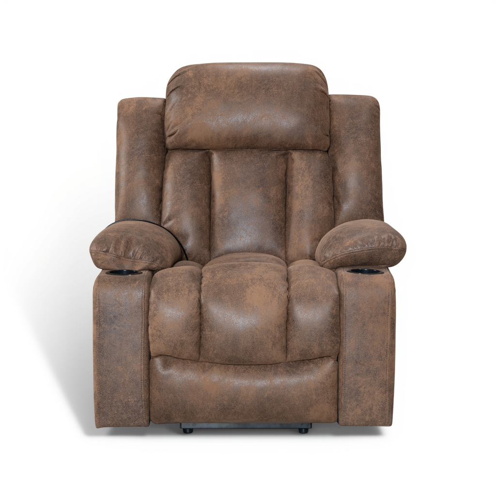 Faux Leather Suede Brown Electric Riser Recliner VANCOUVER