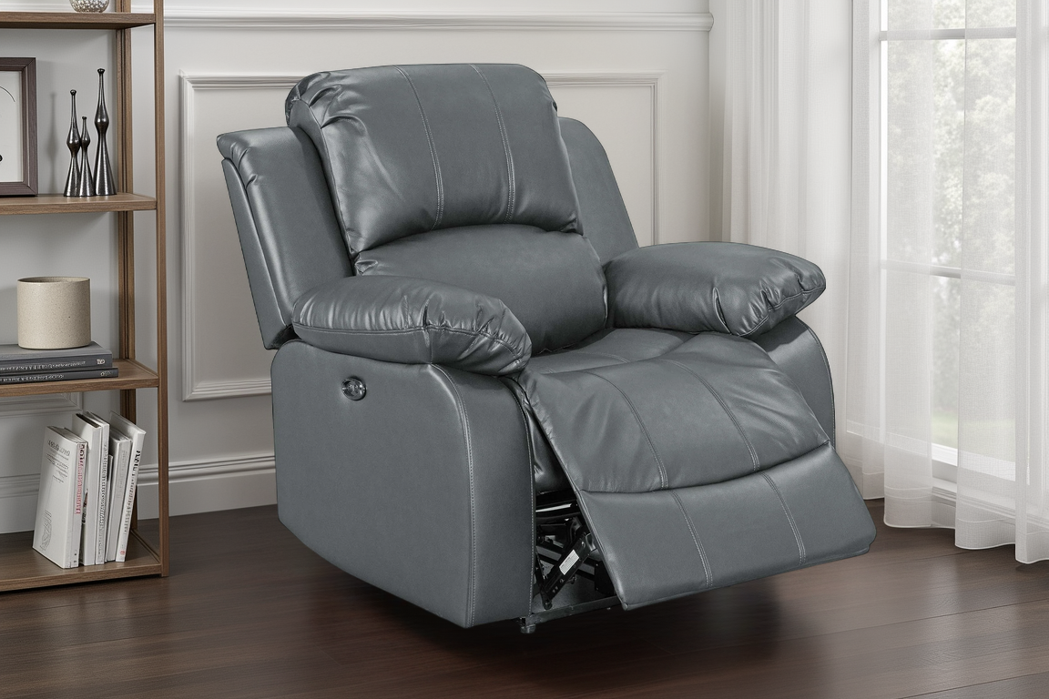 Faux Leather Grey Electric Recliner Chair VALENCIA