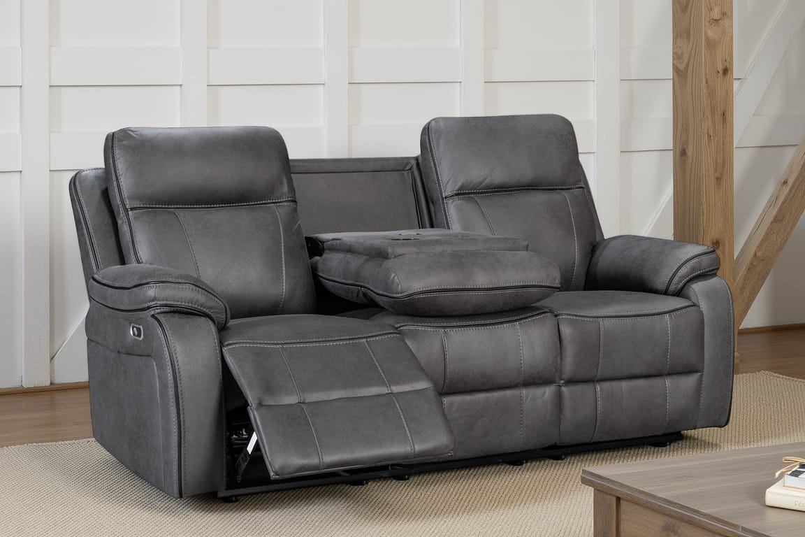 Faux Leather Grey 3 Seater Electric Recliner Sofa VEGAS