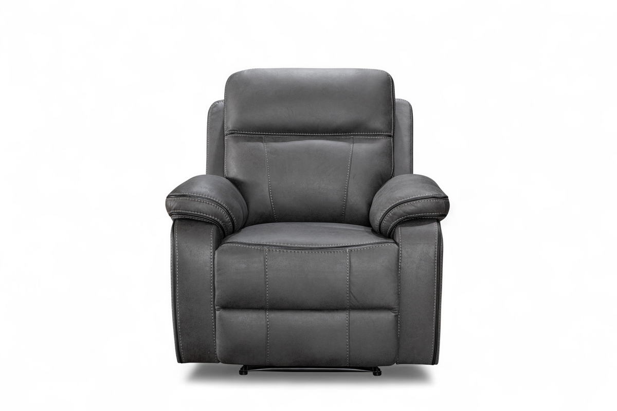 Gray recliner chair on a white background