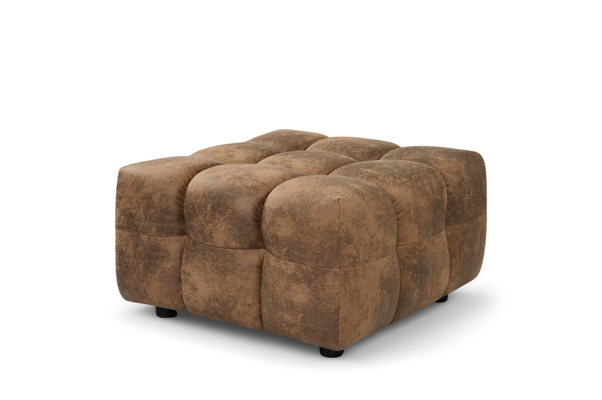 Faux Leather Suede Brown Ottoman