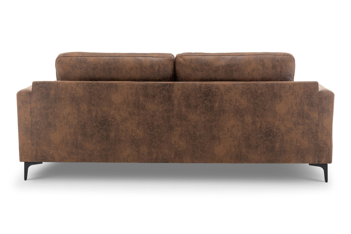 Faux Leather Suede Brown 3 Seater Sofa MARGHERA Back