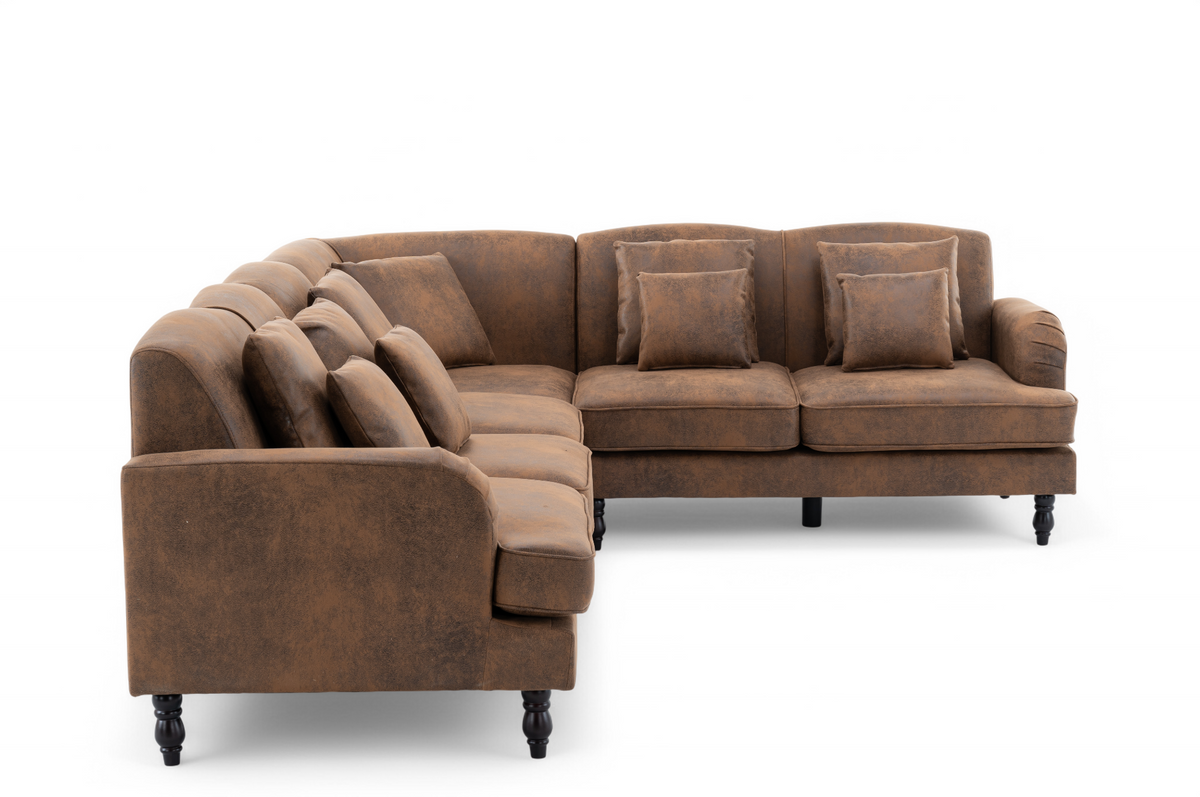 Faux Leather Suede Brown Modular Corner Sofa 2C3/3C2 ASHTON