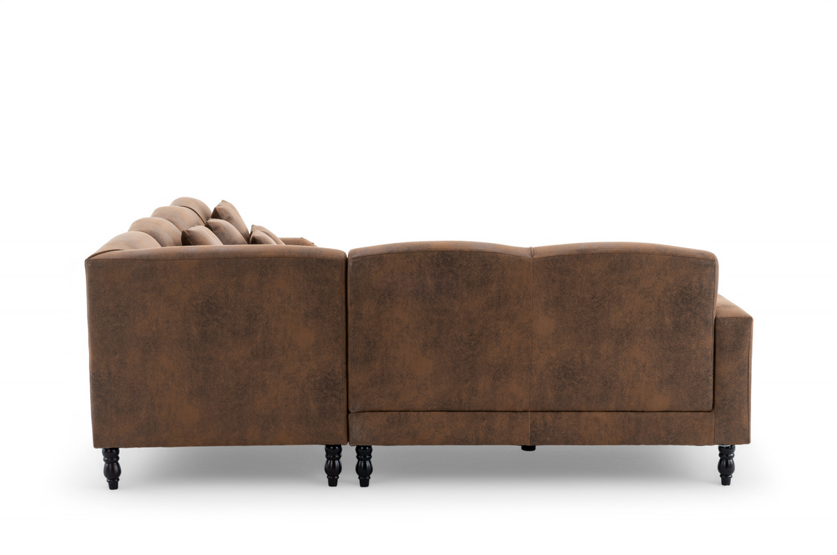 Faux Leather Suede Brown Modular Corner Sofa 2C3/3C2 ASHTON
