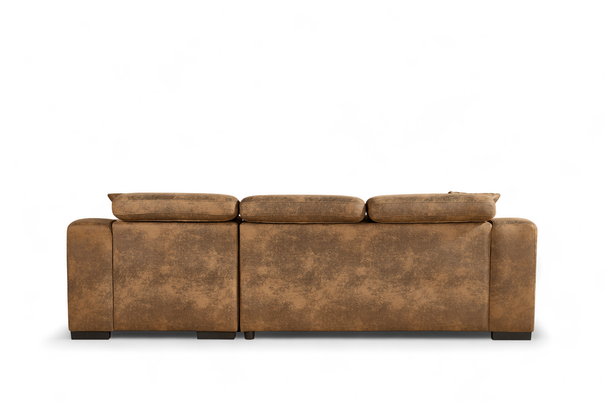 Faux Leather Suede Brown 2C1 Corner Sofabed with Storage ARTHUR