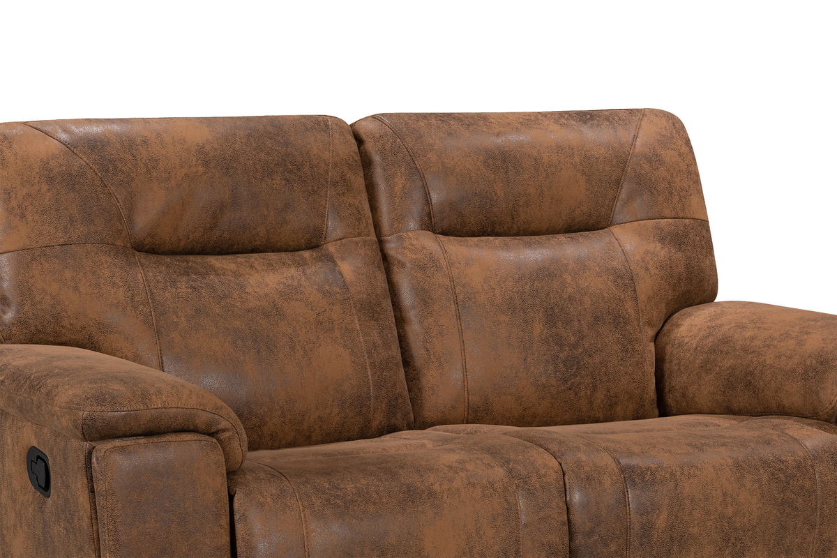 Faux Leather Suede Brown 3 + 1 Seater Manual Recliner Sofa Set MURCIA