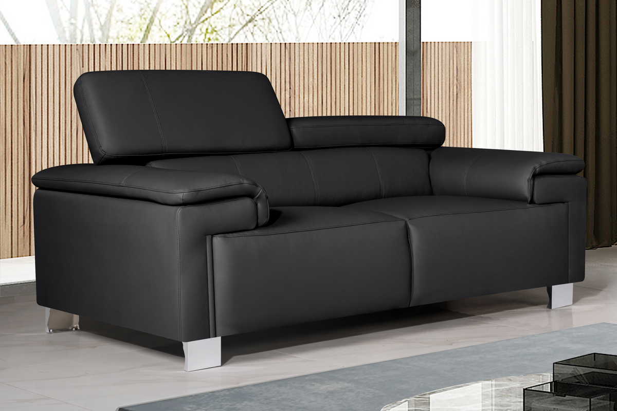 Genuine Leather Black Livorno 2 Seater Sofa Background
