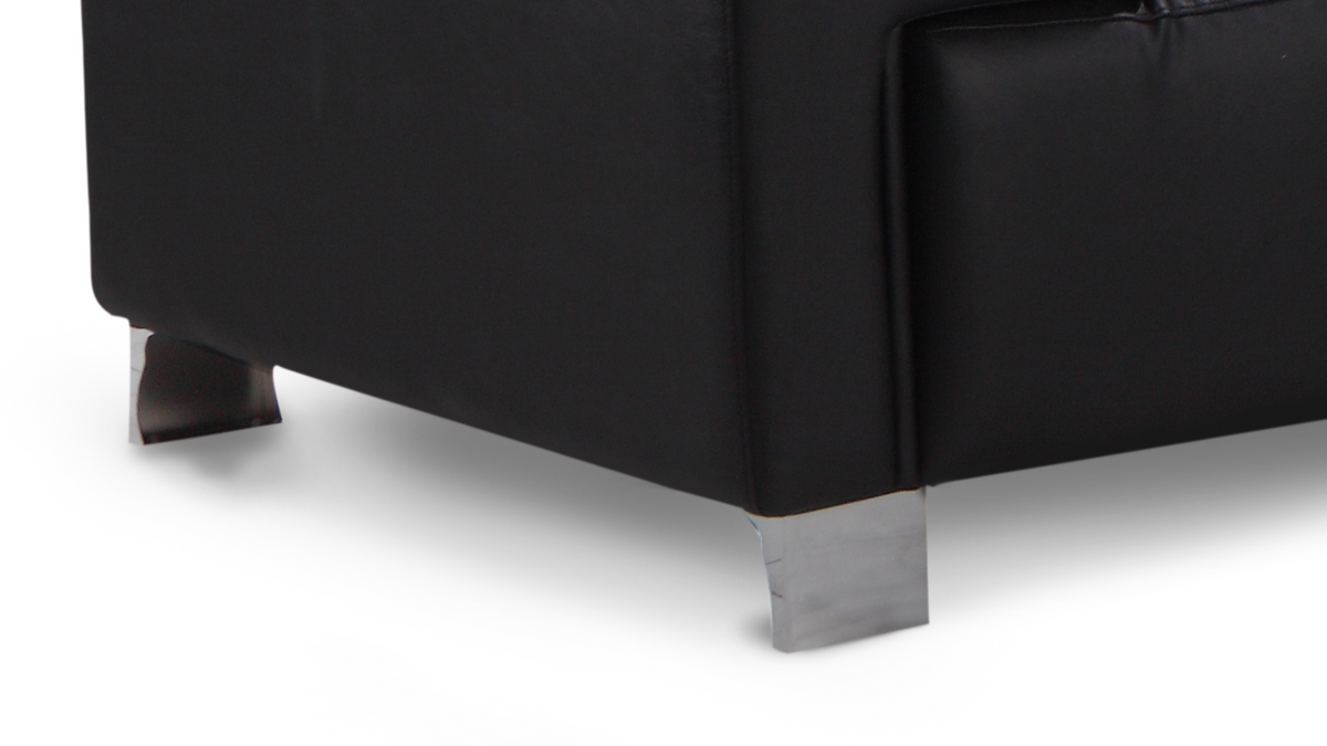 Genuine Leather Black Right Hand Facing Corner Sofa LIVORNO