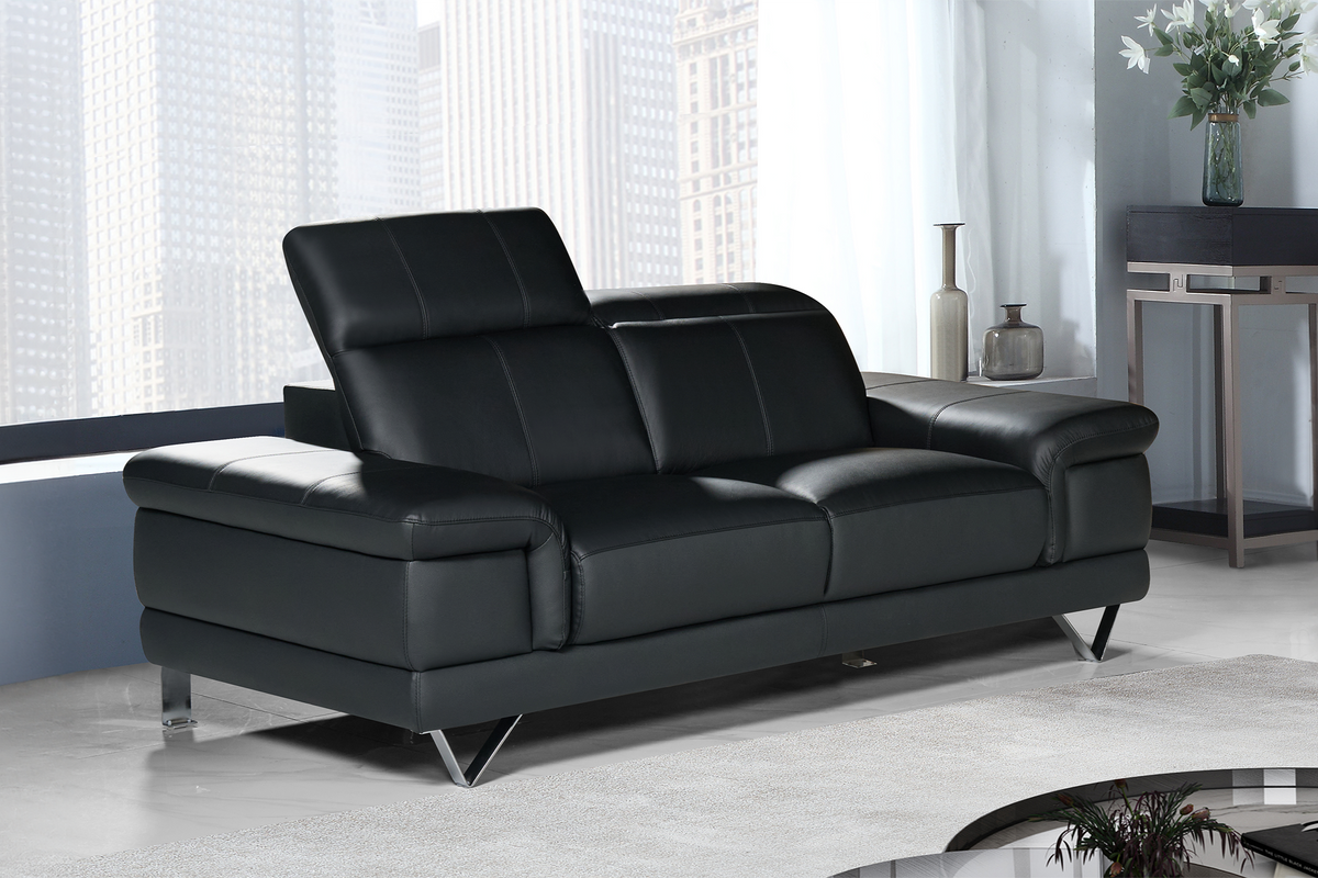 Genuine Leather Black 2 Seater Sofa CHICAGO Background