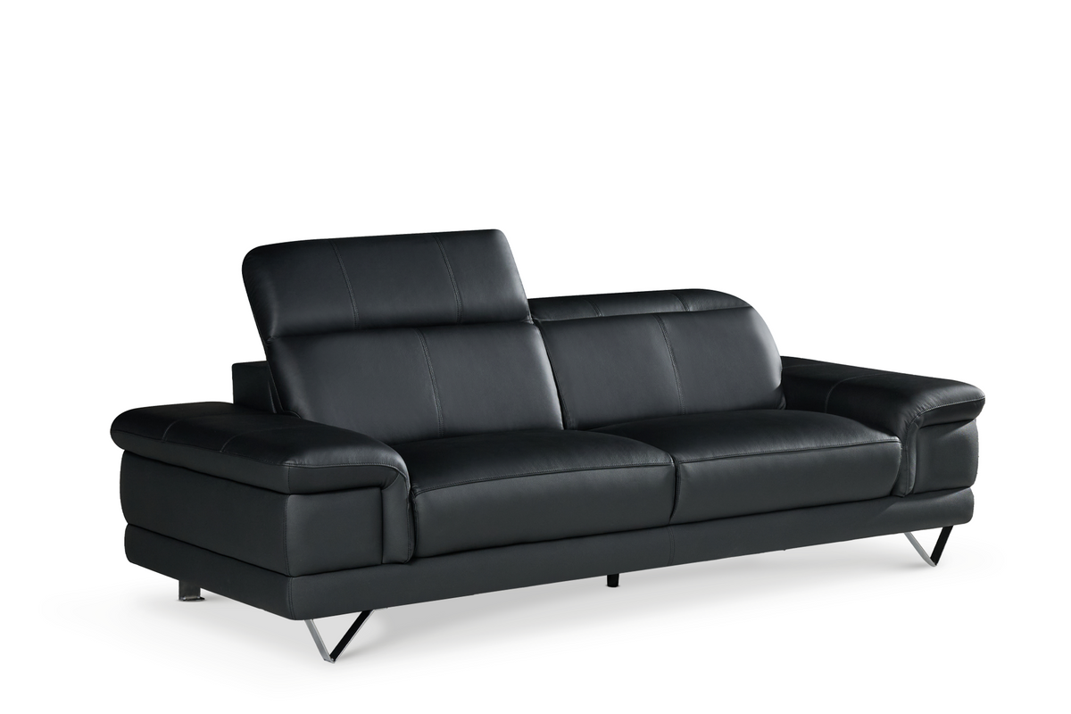 Genuine Leather Black 3 Seater Sofa CHICAGO