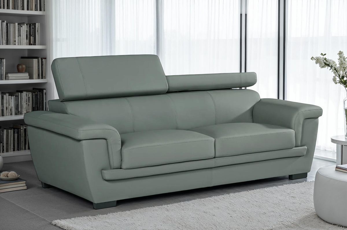 Genuine Leather Grey 3 Seater Sofa PORTLAND