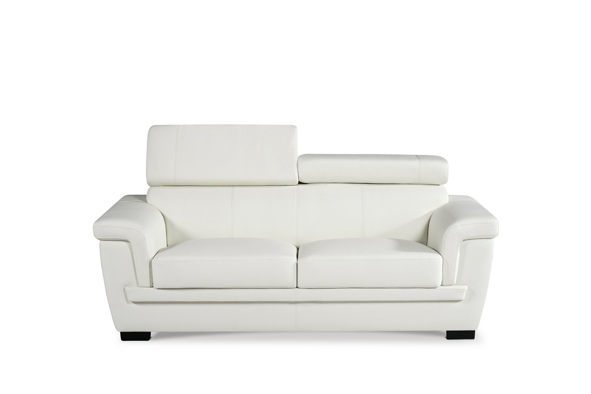 Genuine Leather White 2 Seater Sofa PORTLAND Front