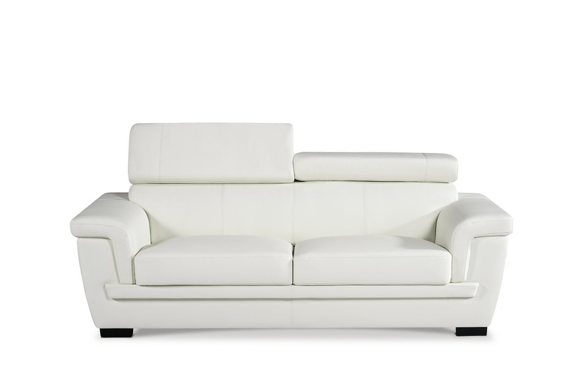 Genuine Leather White 3 Seater Sofa PORTLAND Front