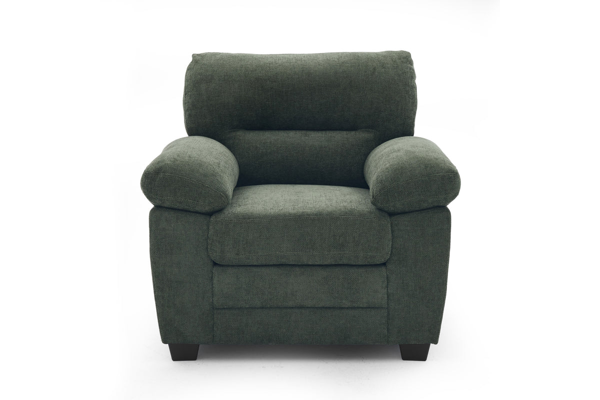 Green Chenille Fabric 1 Seater Sofa LINCOLN