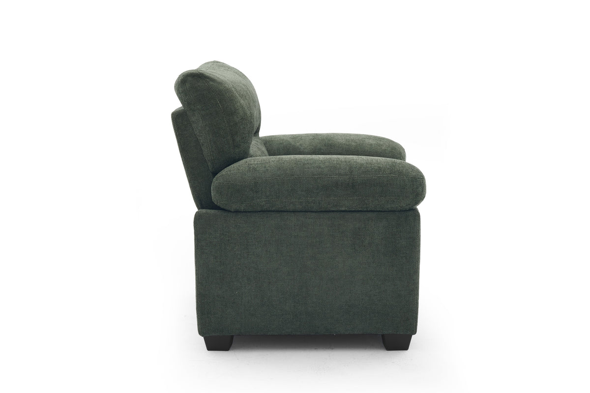 Green Chenille Fabric 1 Seater Sofa LINCOLN