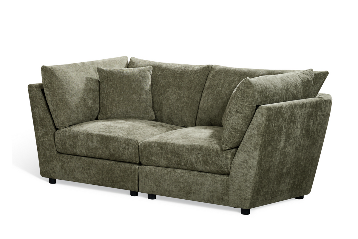 Green Chenille Fabric 2 Seater Modular Sofa MADDIE