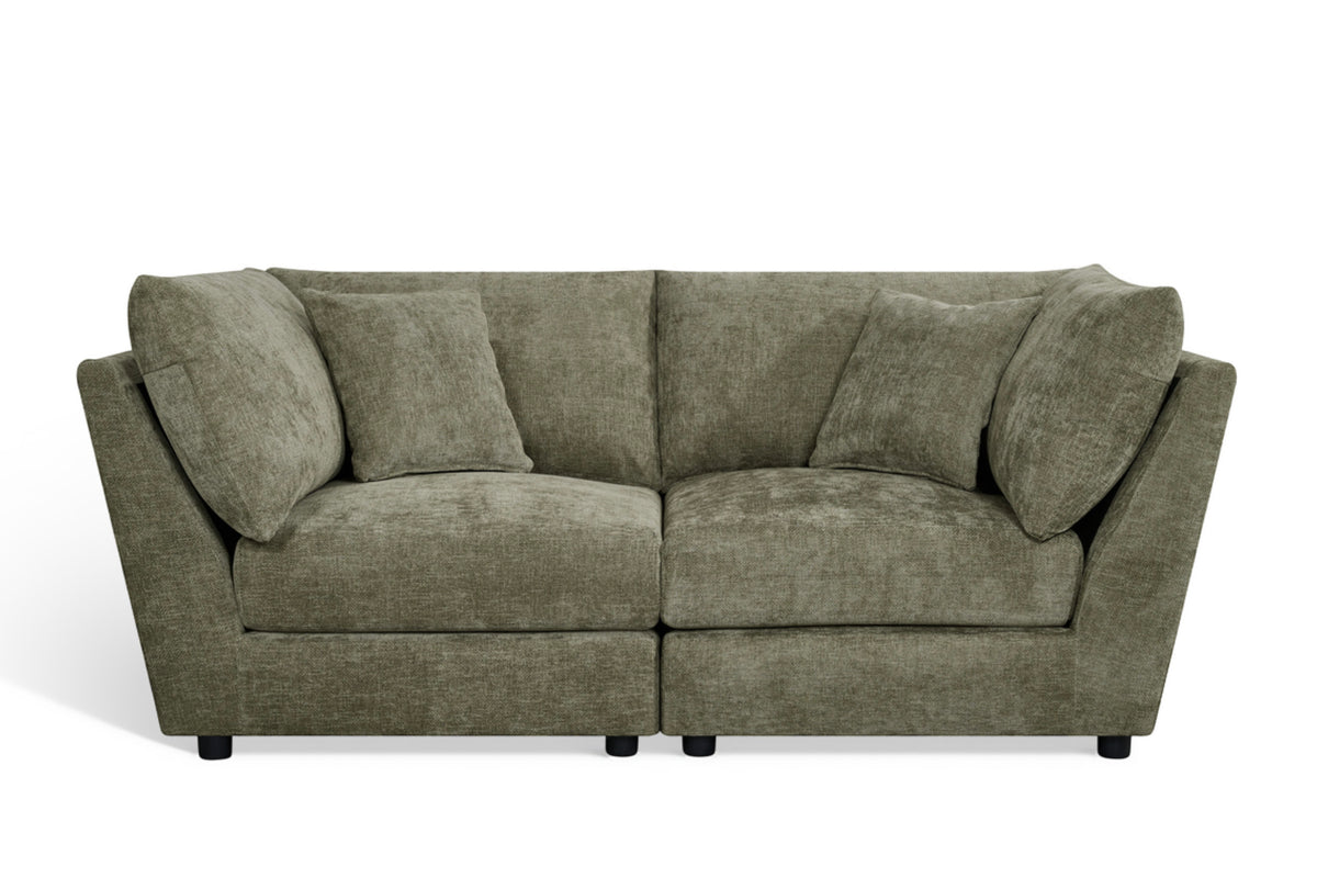 Green Chenille Fabric 2 Seater Modular Sofa MADDIE