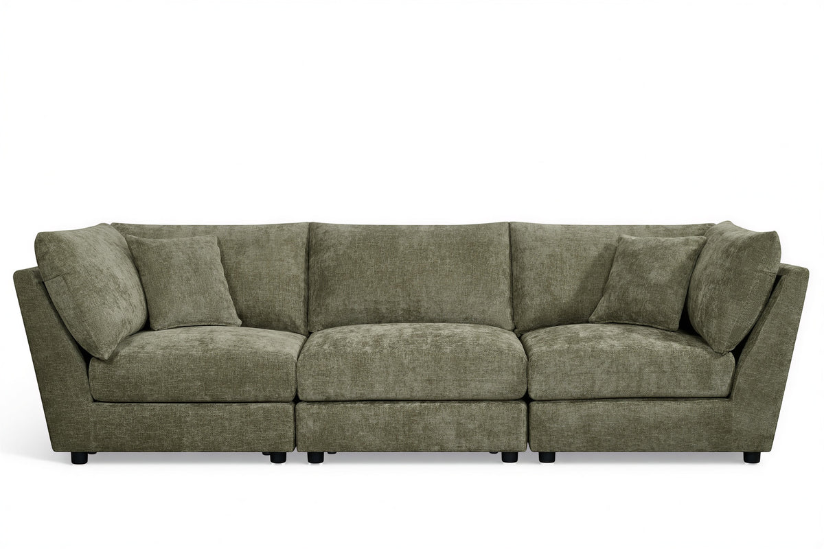 Green Chenille Fabric 3 Seater Modular Sofa MADDIE