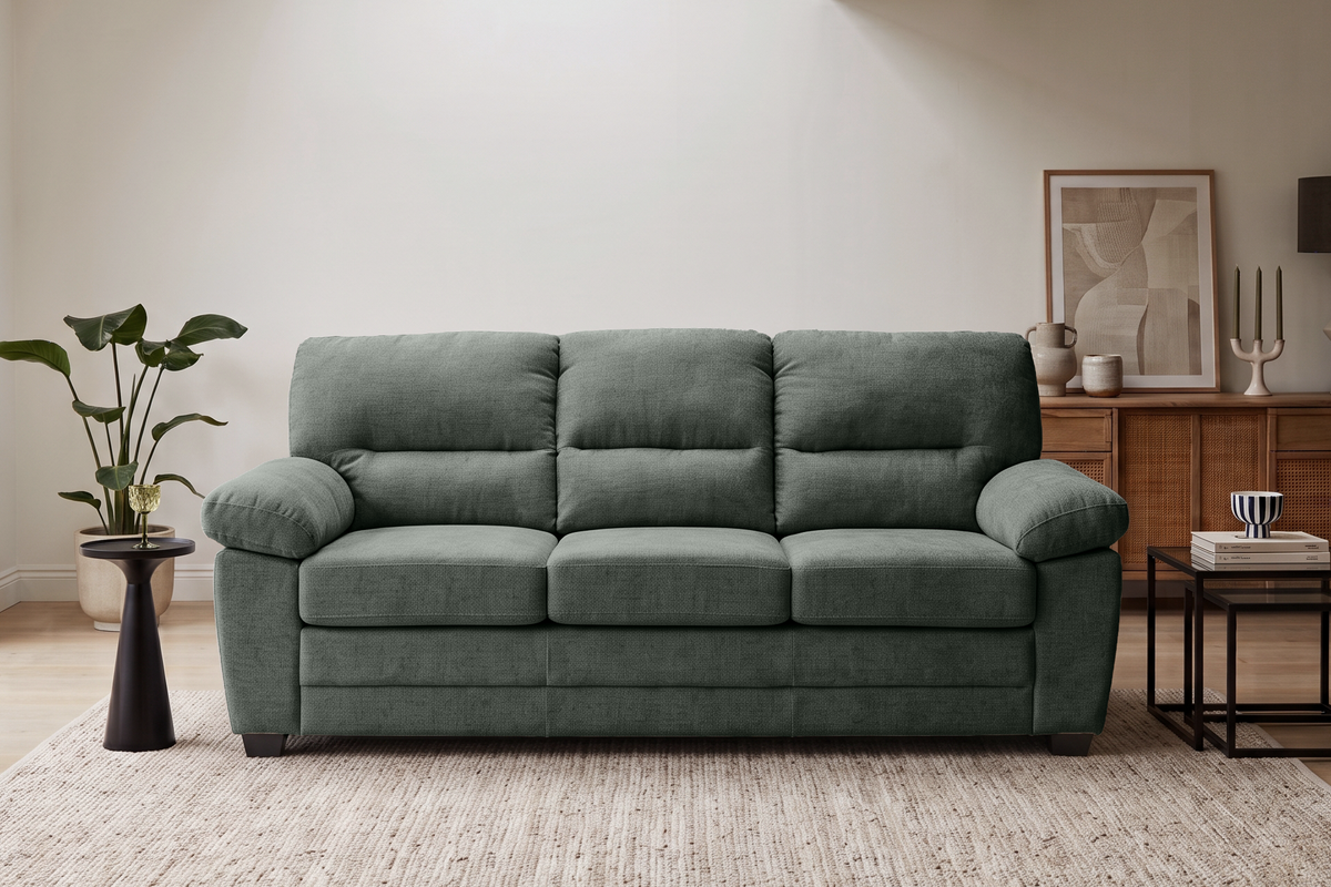Green Chenille Fabric 3 Seater Sofa LINCOLN