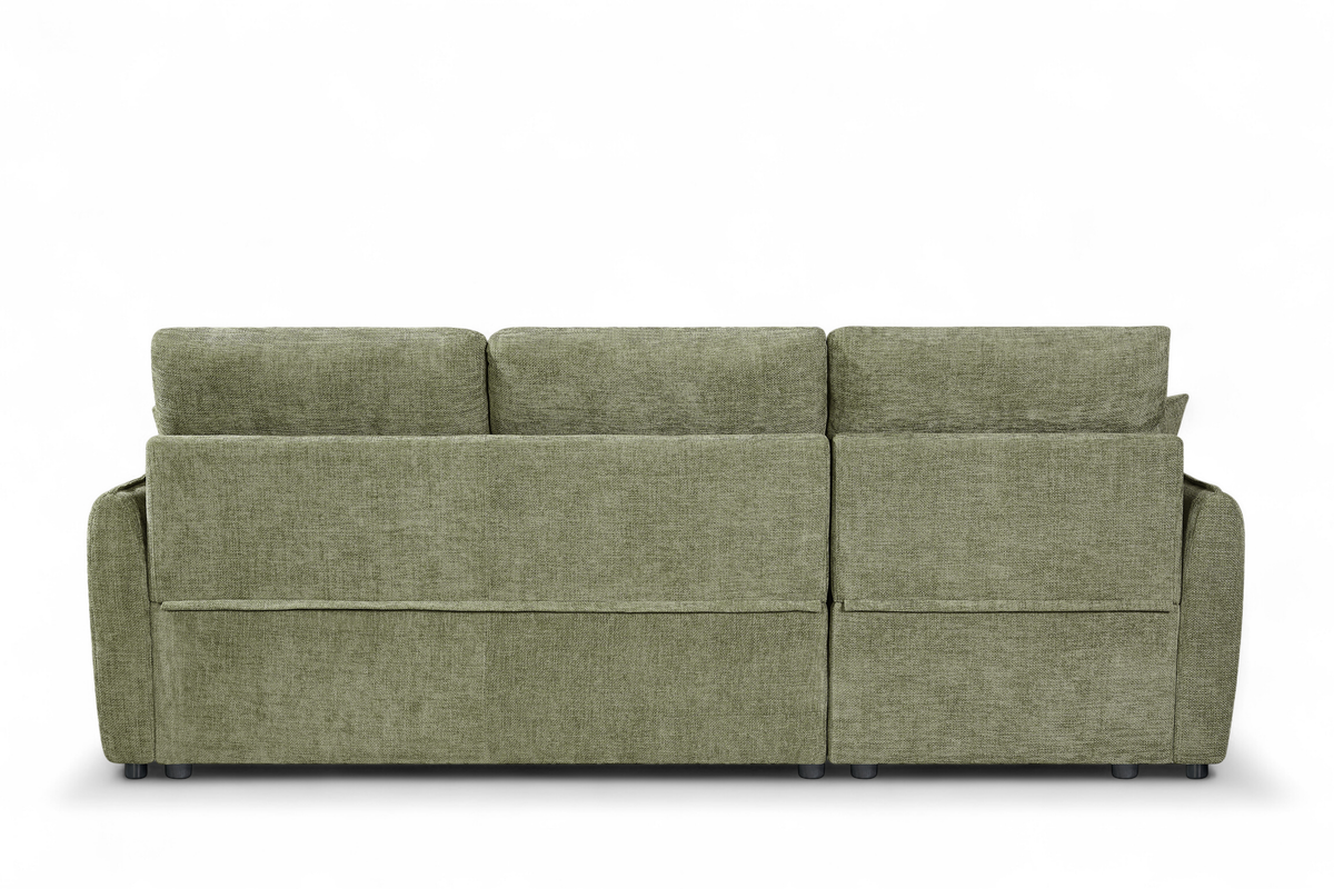 Green Chenille Fabric 1C2 Corner Sofabed with Storage ARCHIE