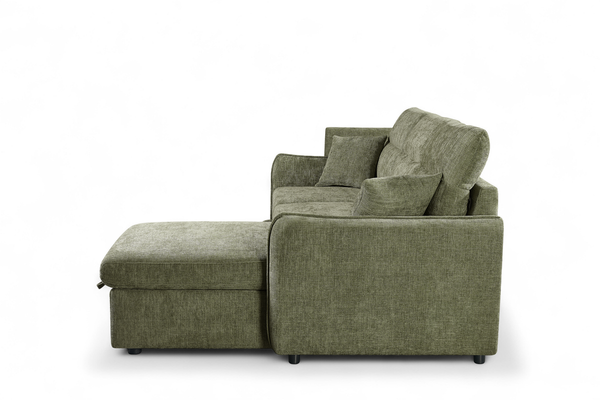 Green Chenille Fabric 2C1 Corner Sofabed with Storage ARCHIE