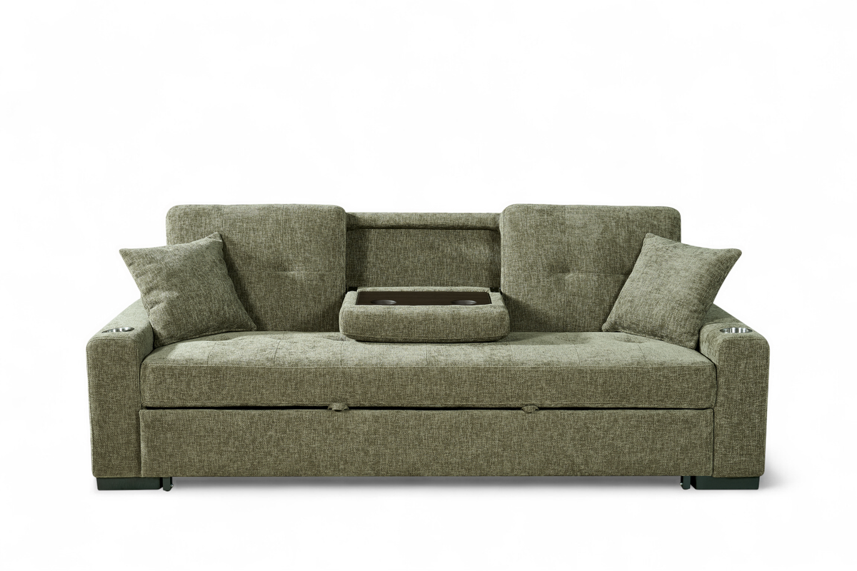 Green Chenille Fabric 3 Seater Sofabed CHARLES