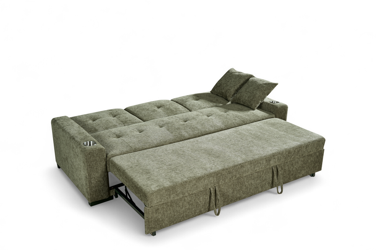 Green Chenille Fabric 3 Seater Sofabed CHARLES
