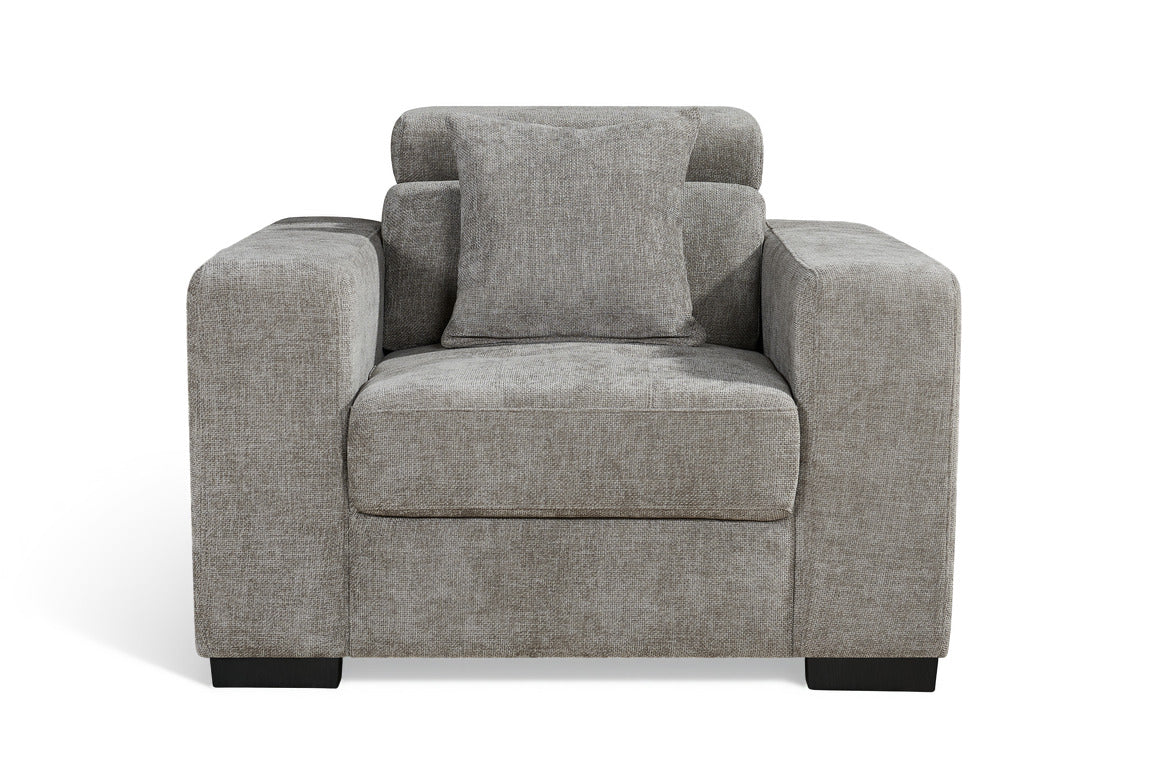 Grey Chenille Fabric 1 Seater Sofa AMELIA
