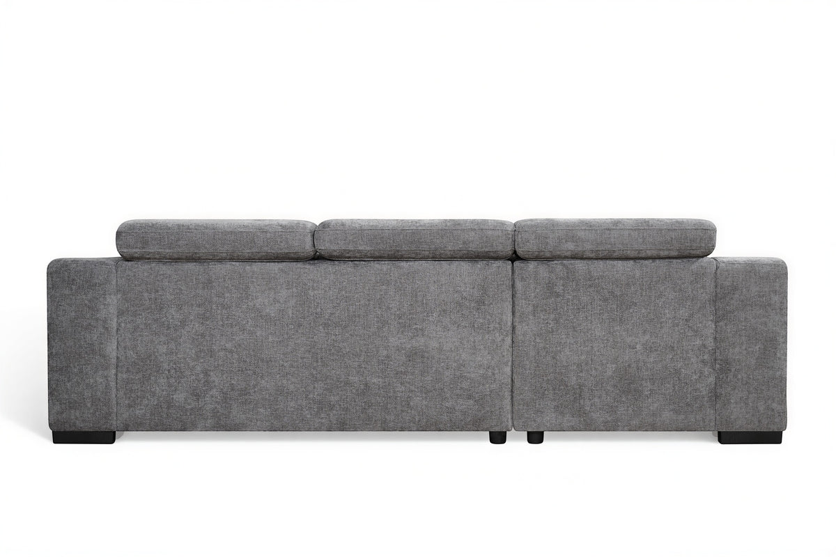 Dark Grey Chenille Fabric 1C2 Corner Sofabed with Storage ARTHUR