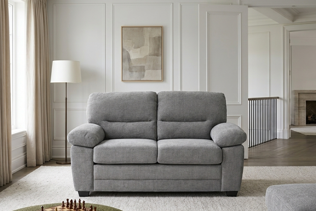 Grey Chenille Fabric 2 Seater Sofa LINCOLN