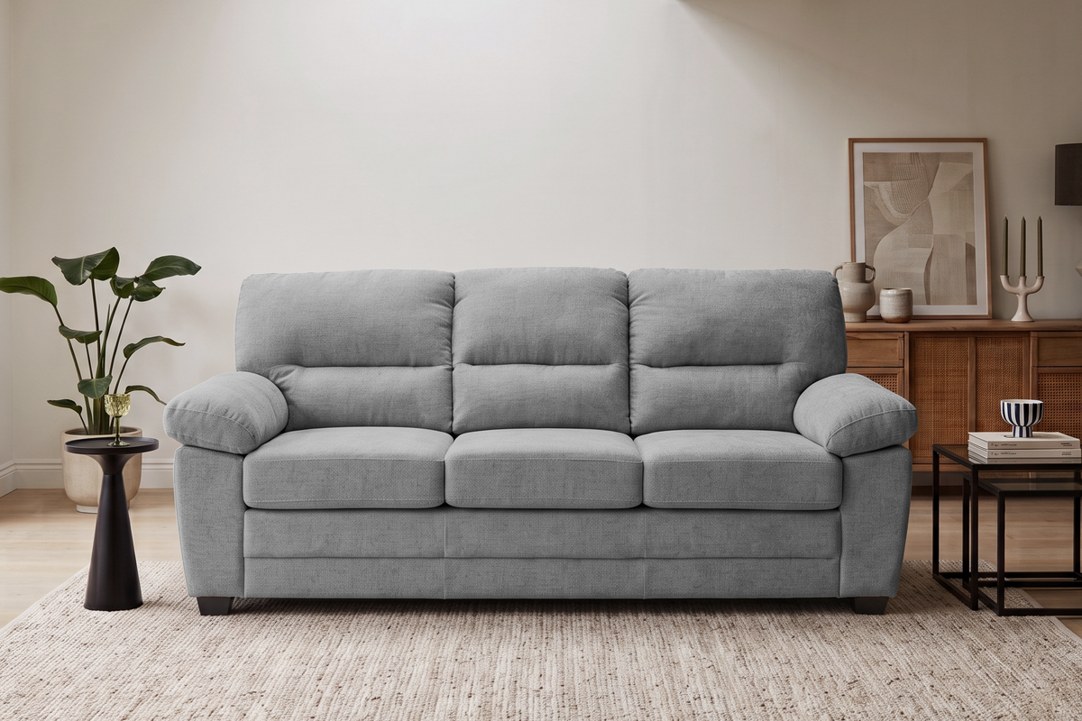Grey Chenille Fabric 3 Seater Sofa LINCOLN