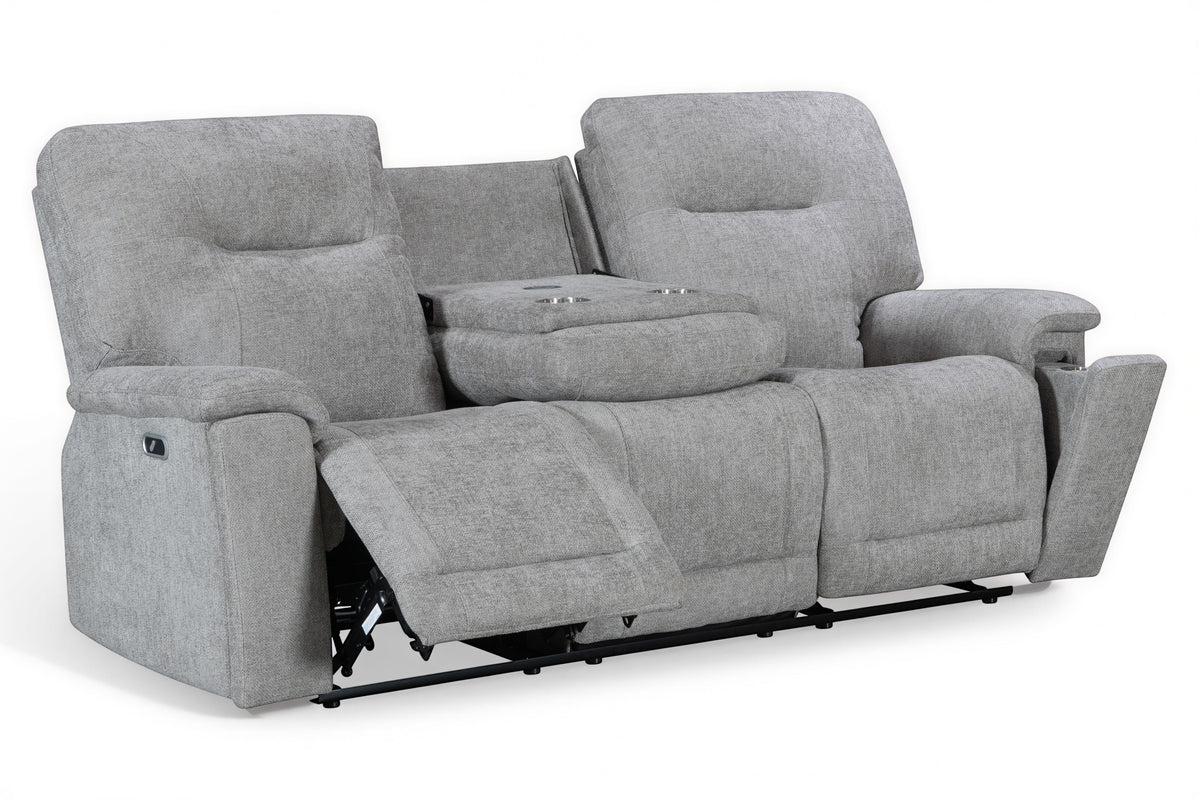 Grey Chenille Fabric Electric 3 Seater Recliner Sofa MOLENA