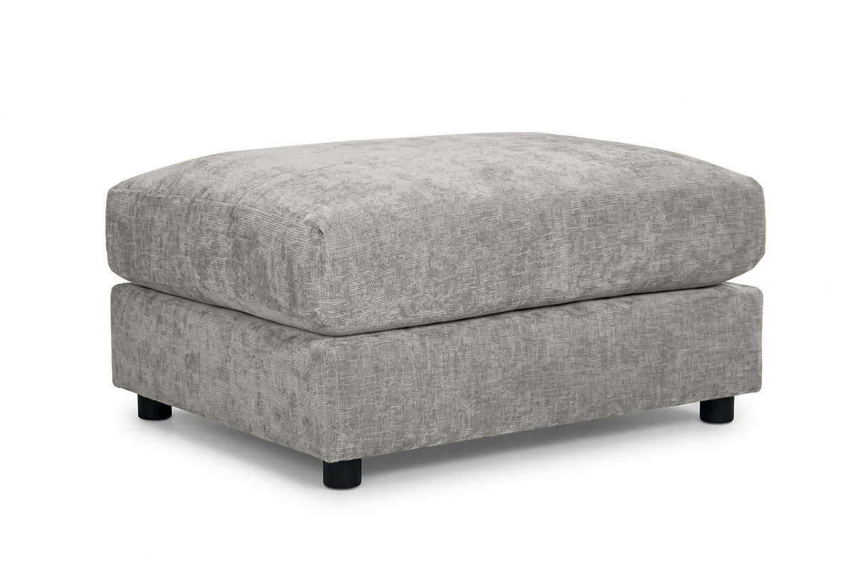 Grey Chenille Fabric Modular Ottoman MADDIE