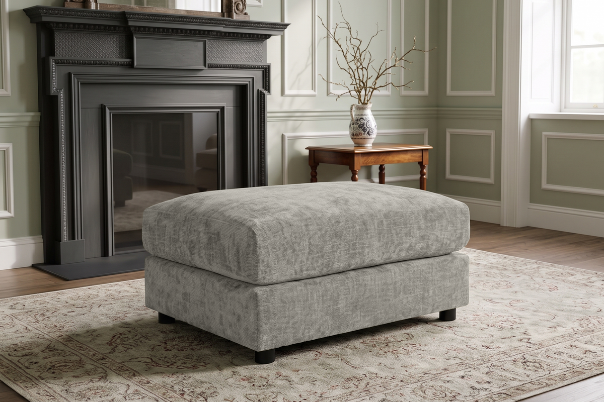 Grey Chenille Fabric Modular Ottoman MADDIE