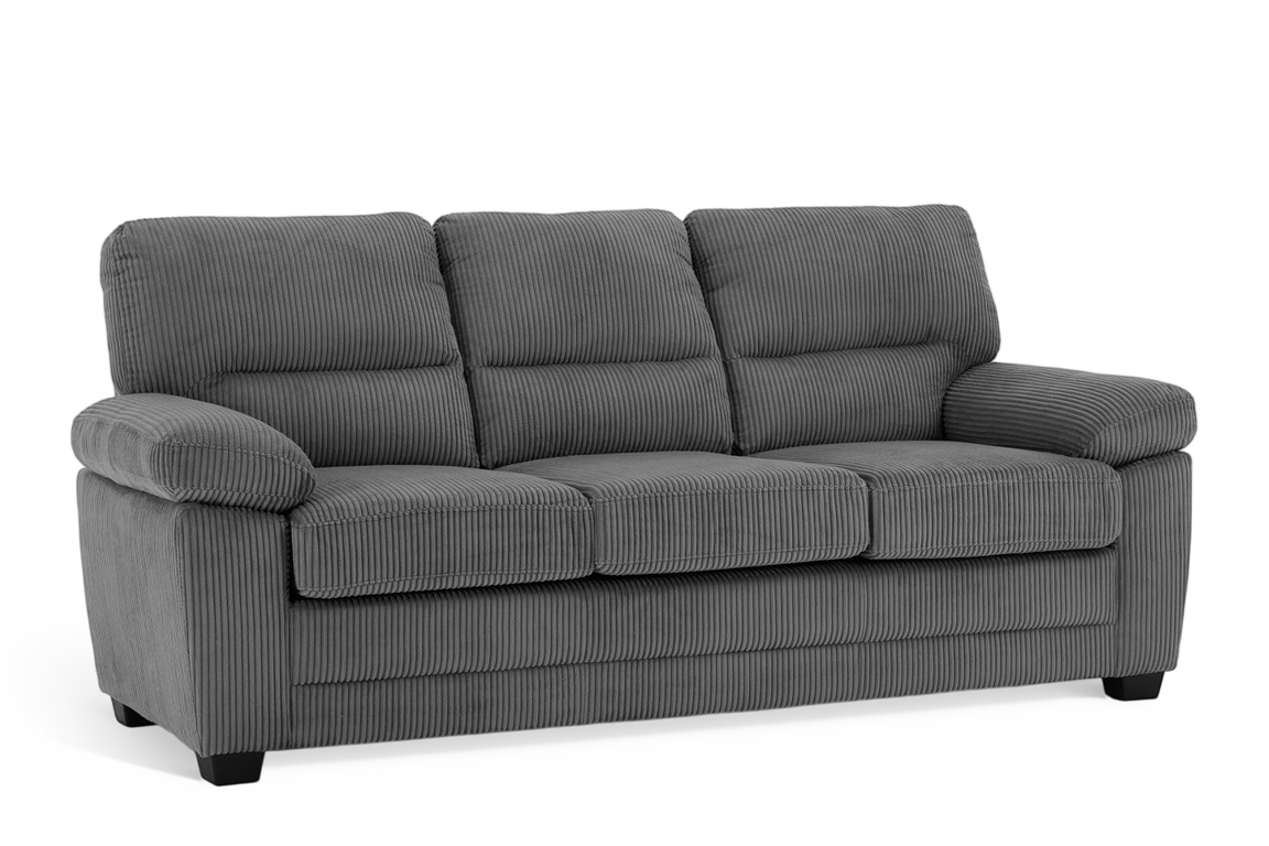 grey jumbo cord 3 seater sofa with deep channels