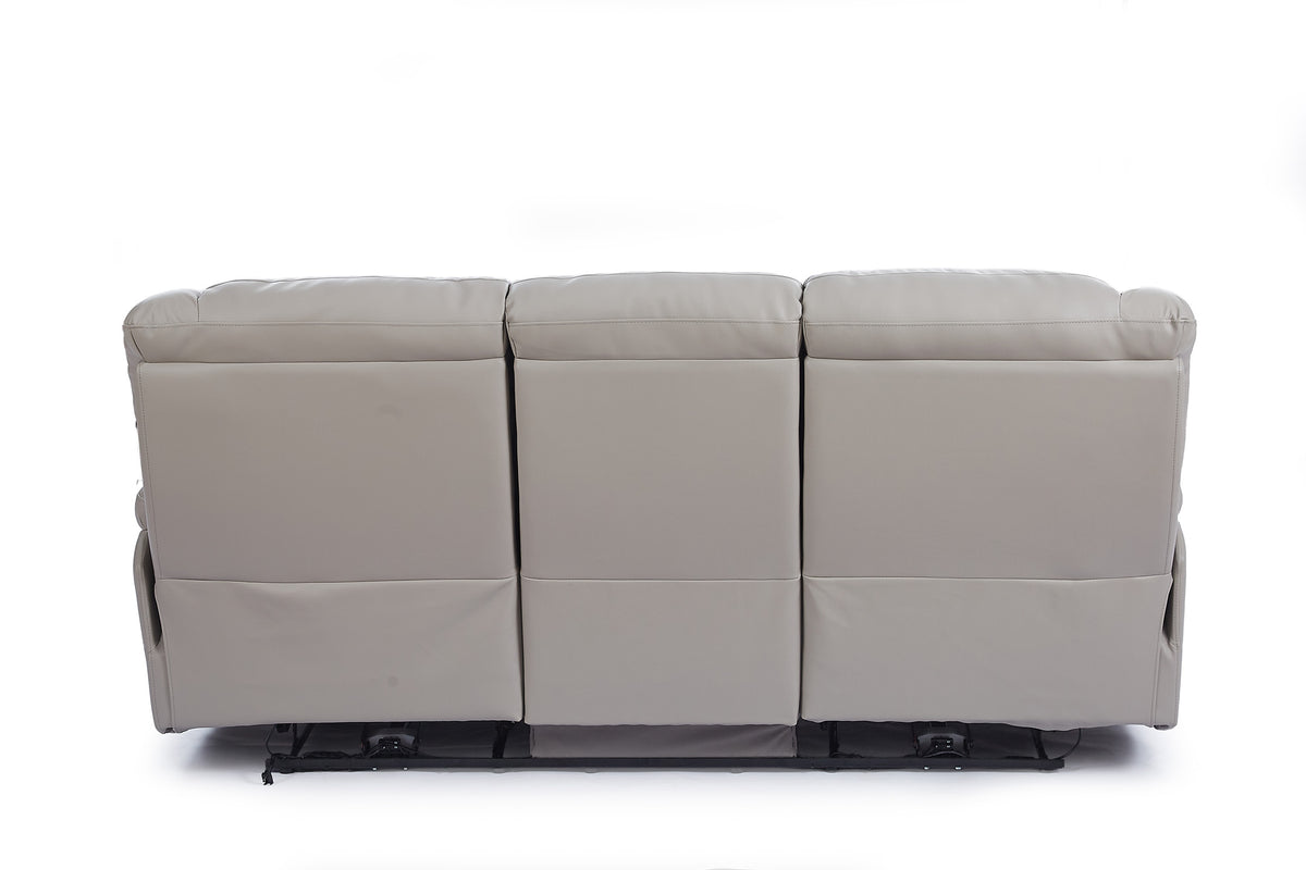 Grey Leather Electric 3 Seater Recliner Sofa GIOVANNI