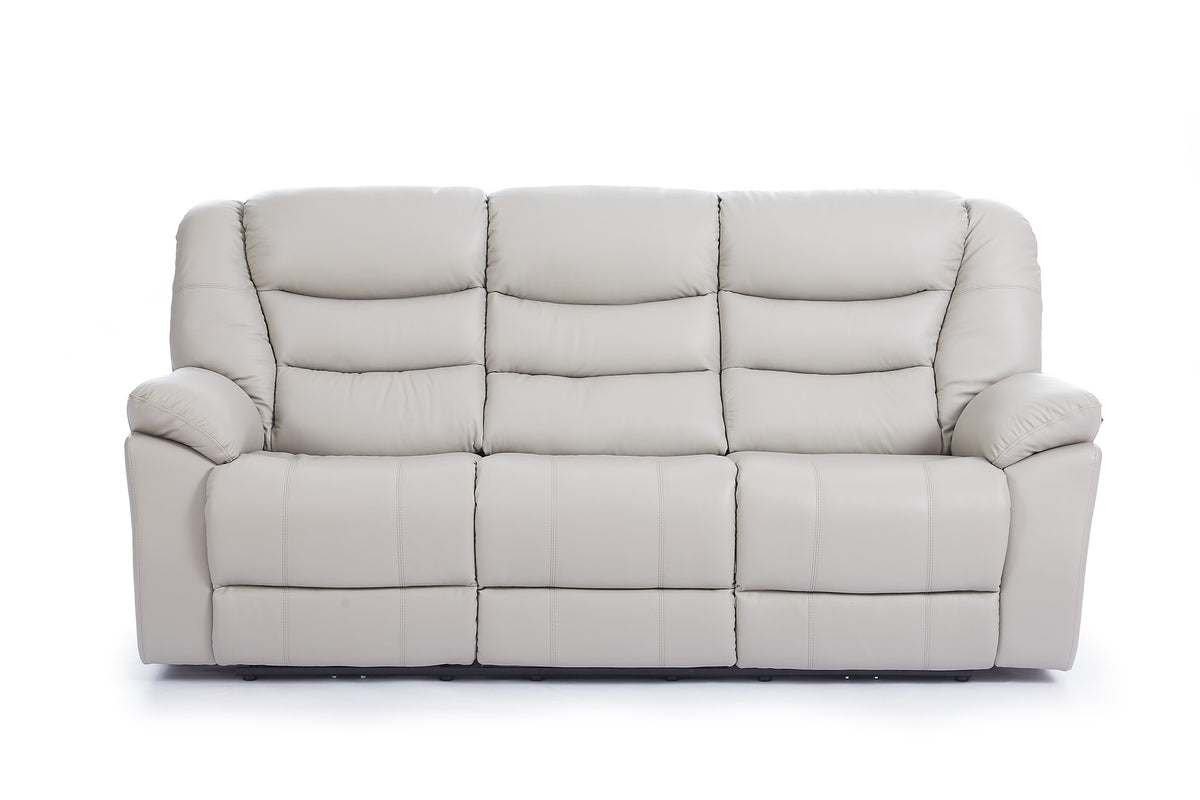 Grey Leather Electric 3 Seater Recliner Sofa GIOVANNI