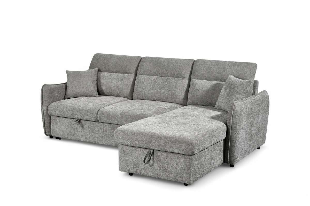 Grey Chenille Fabric 2C1 Corner Sofabed with Storage ARCHIE