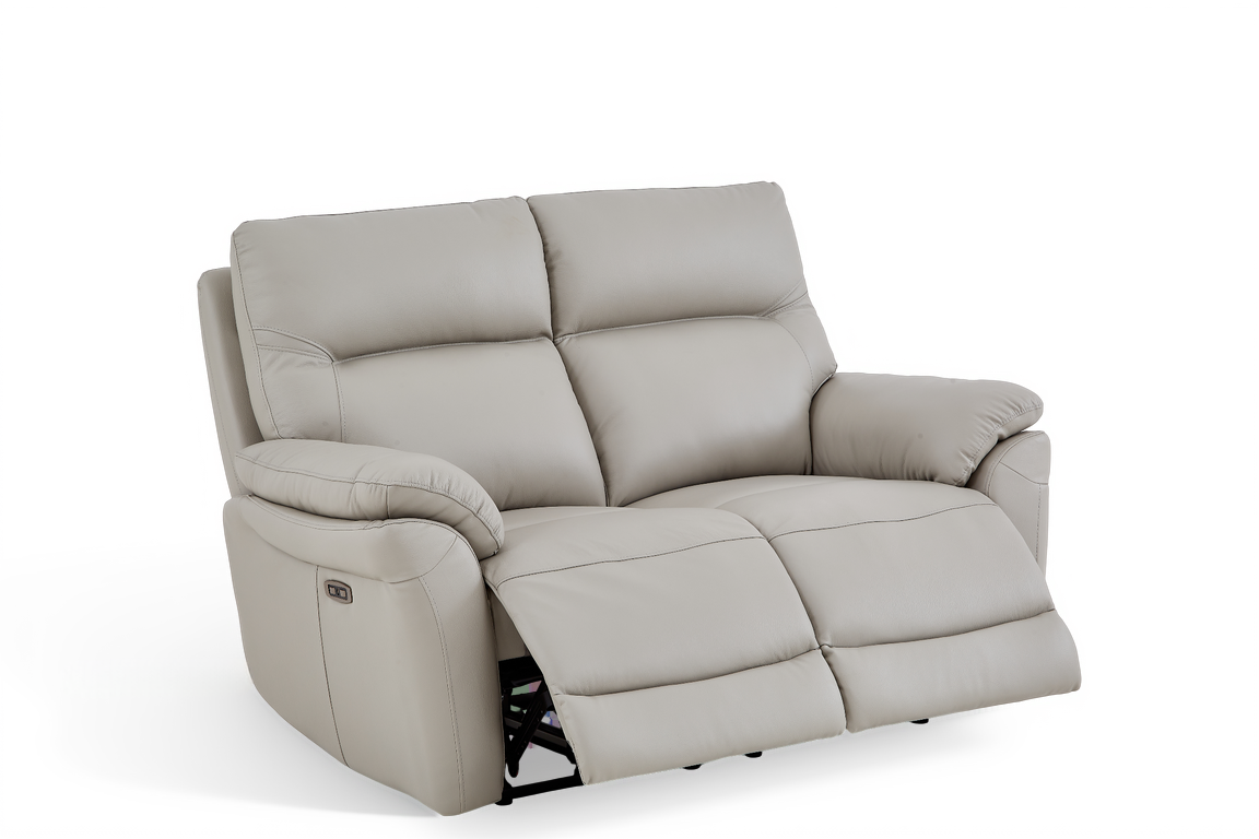 Grey Leather Electric 2 Seater Recliner Sofa CINECITTA