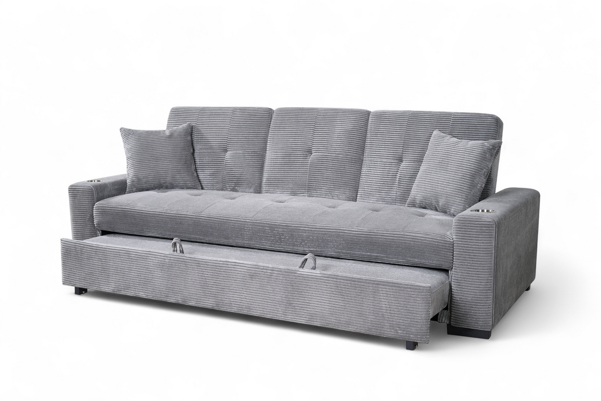Grey Jumbo Cord 3 Seater Sofabed CHARLES
