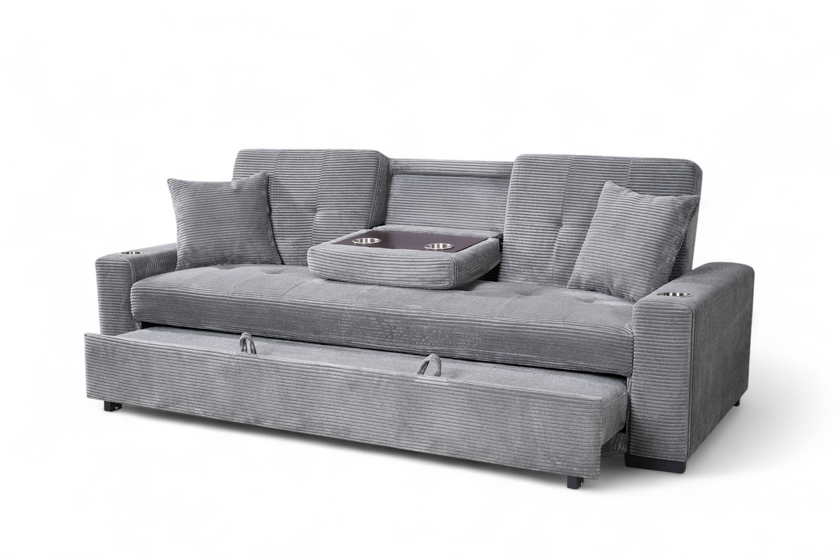 Grey Jumbo Cord 3 Seater Sofabed CHARLES