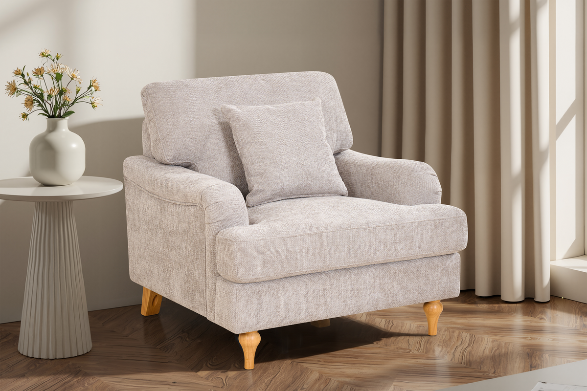 Grey Textured Chenille 1 Seater Sofa HAMILTON