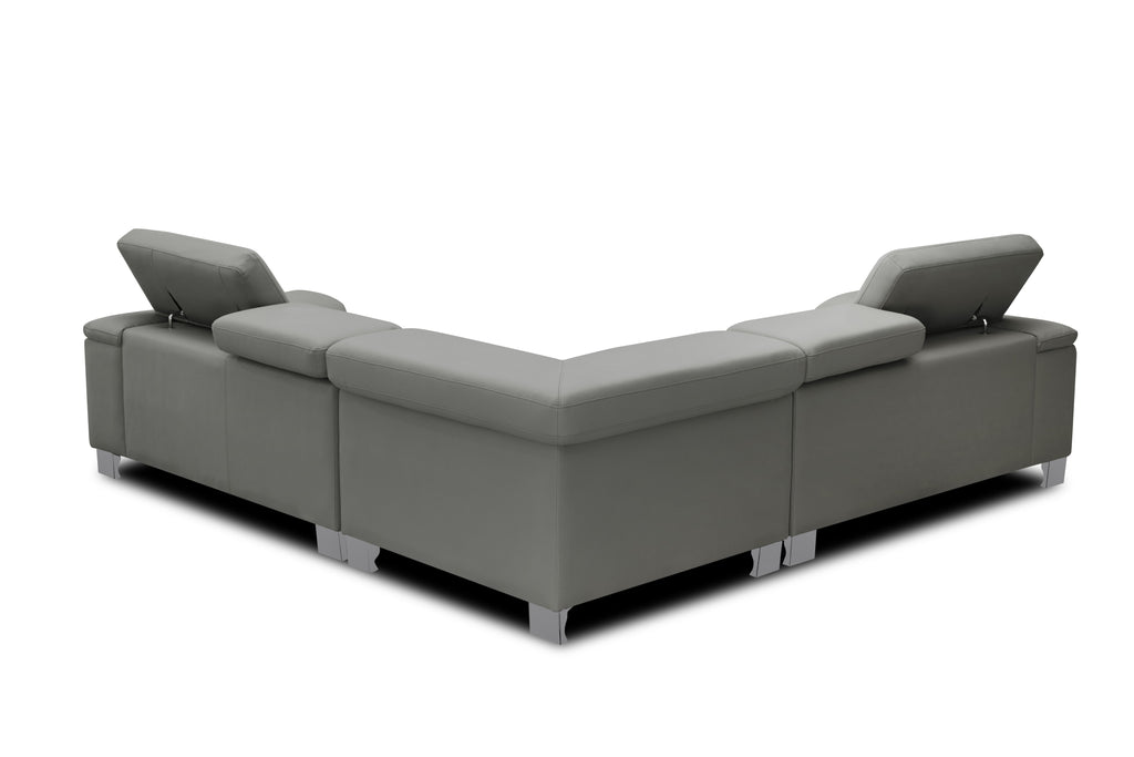 Genuine Leather Grey 2C2 Livorno Corner Sofa